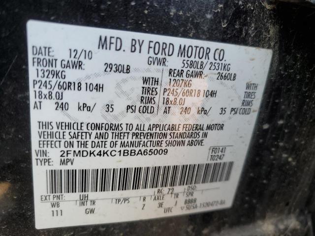 2FMDK4KC1BBA65009 - 2011 FORD EDGE LIMITED BLACK photo 13