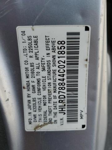 JHLRD78844C021858 - 2004 HONDA CR-V EX SILVER photo 12