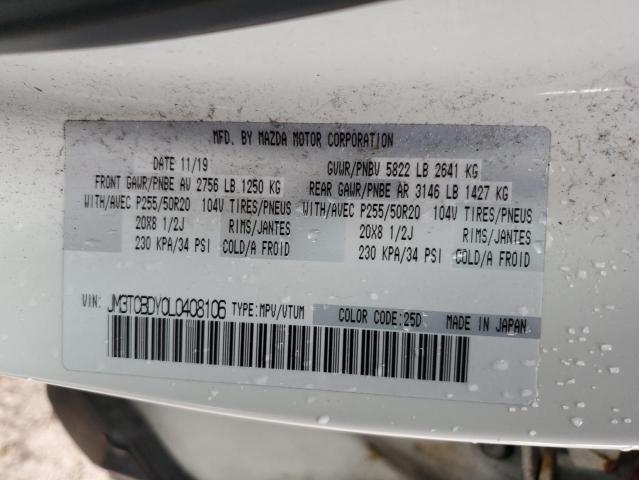 JM3TCBDY0L0408106 - 2020 MAZDA CX-9 GRAND TOURING WHITE photo 13