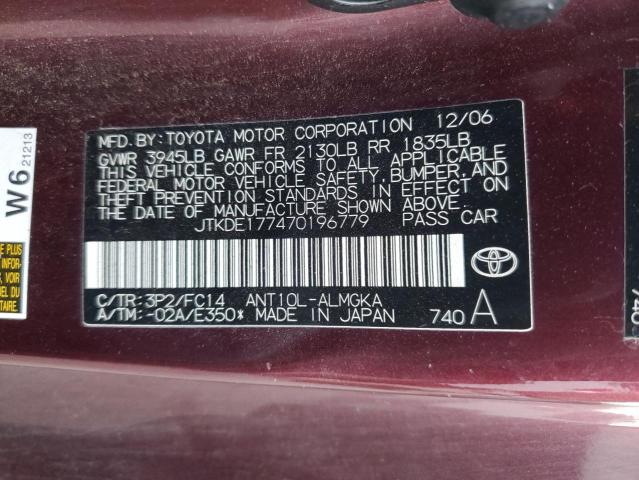 JTKDE177470196779 - 2007 TOYOTA SCION TC 紫色 照片 12