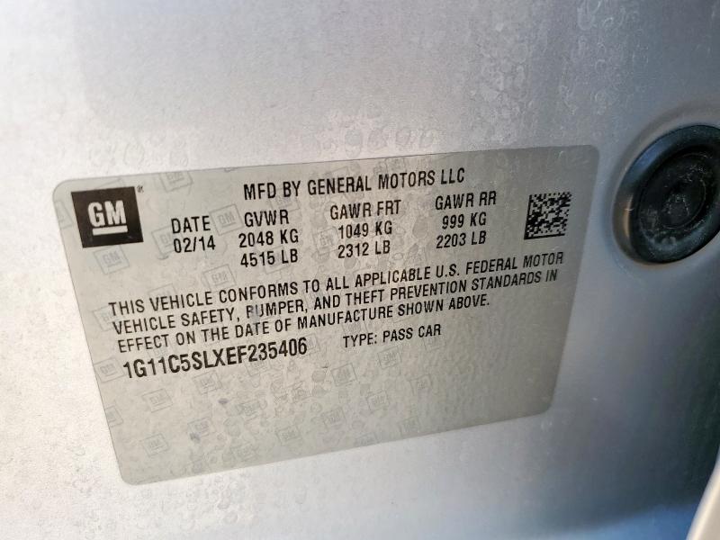 1G11C5SLXEF235406 - 2014 CHEVROLET MALIBU 1LT SILVER photo 12