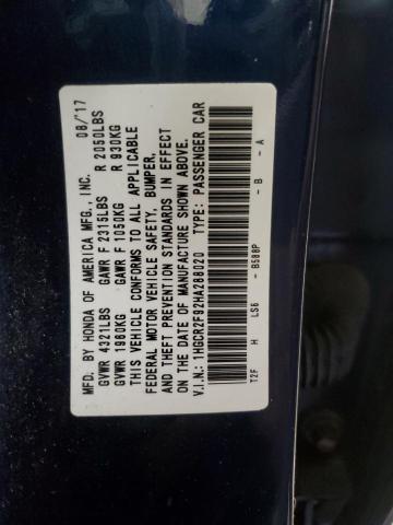 1HGCR2F92HA288020 - 2017 HONDA ACCORD EXL BLUE photo 12
