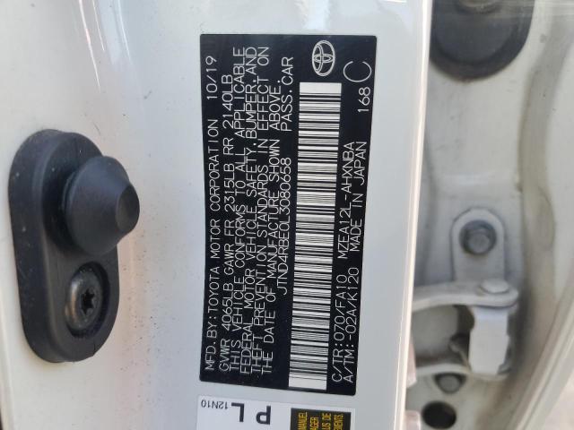 JTND4RBE0L3080658 - 2020 TOYOTA COROLLA SE WHITE photo 12