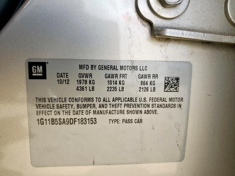 1G11B5SA9DF183153 - 2013 CHEVROLET MALIBU LS CREAM photo 12