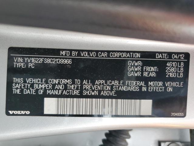 YV1622FS8C2139966 - 2012 VOLVO S60 T5 SILVER photo 13
