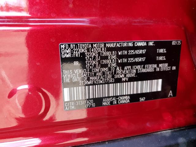 2T3RWRFV2SW277583 - 2025 TOYOTA RAV4 XLE 红色 照片 12