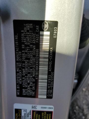 4T1BE46KX9U329686 - 2009 TOYOTA CAMRY BASE SILVER photo 12