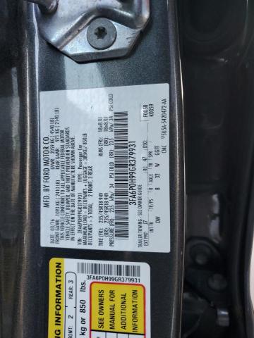 3FA6P0H99GR379931 - 2016 FORD FUSION SE GRAY photo 12