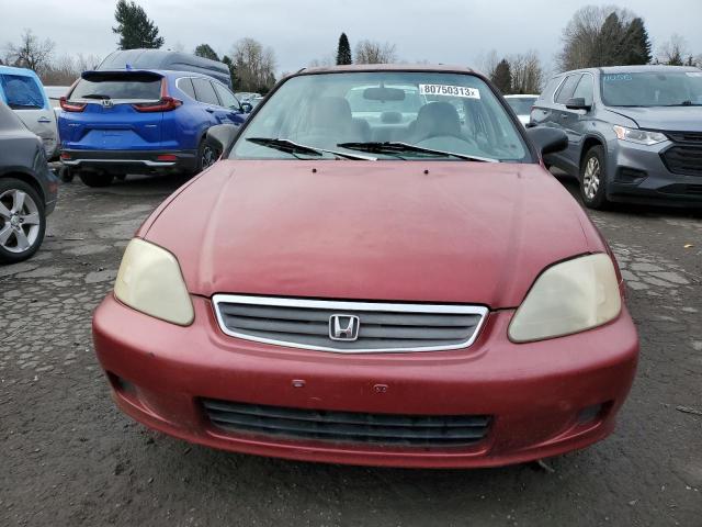 1HGEJ6671XL044612 - 1999 HONDA CIVIC LX RED photo 5