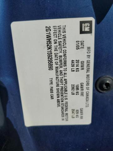 2G1WH52K159295890 - 2005 CHEVROLET IMPALA LS Bleu photo 12