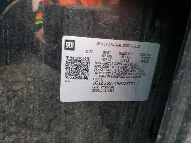 1G1ZG5ST4PF127731 - 2023 CHEVROLET MALIBU RS შავი ფოტო 12