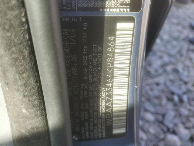 WBAAZ33464KP84864 - 2004 BMW 325 IS SULEV BLUE photo 13