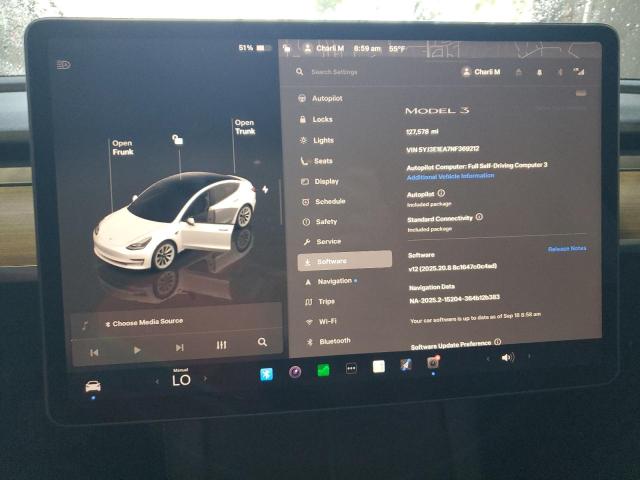 5YJ3E1EA7NF369212 - 2022 TESLA MODEL 3 WHITE photo 9