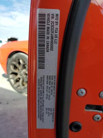2C3CDZFJ4MH650932 - 2021 DODGE CHALLENGER R/T SCAT PACK ORANGE photo 12