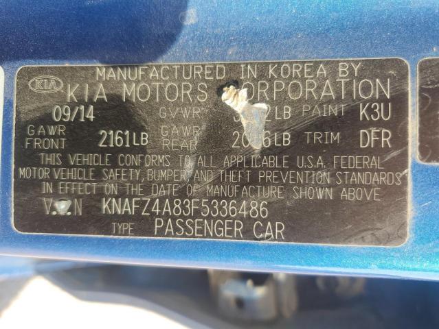 KNAFZ4A83F5336486 - 2015 KIA FORTE EX BLUE photo 12