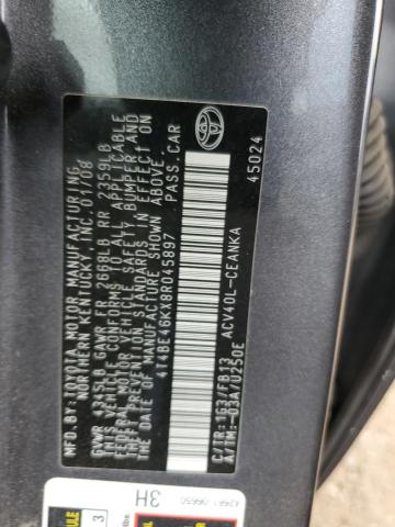 4T4BE46KX8R045897 - 2008 TOYOTA CAMRY CE Графитовый фото 12