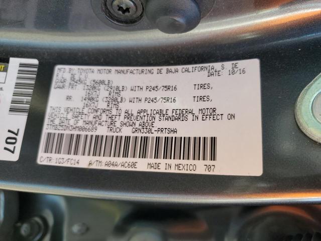 3TMBZ5DN3HM006689 - 2017 TOYOTA TACOMA DOUBLE CAB رمادي صورة 12