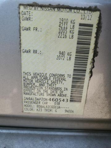 1N4AL3AP2DN460543 - 2013 NISSAN ALTIMA 2.5 SILVER photo 12