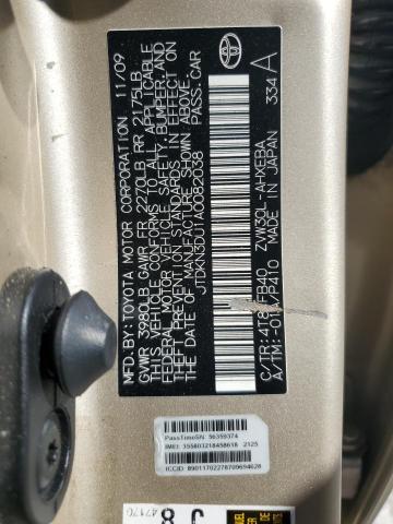 JTDKN3DU1A0082038 - 2010 TOYOTA PRIUS GOLD photo 12