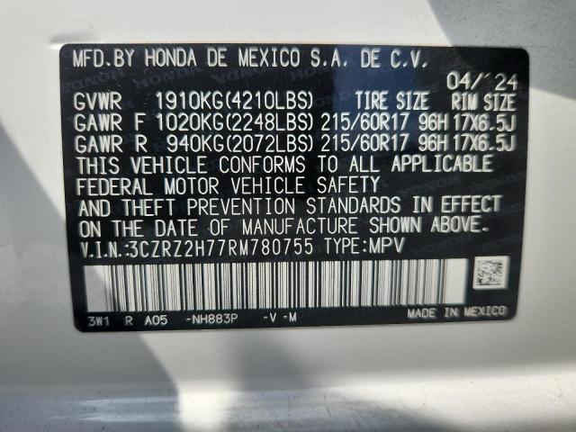 3CZRZ2H77RM780755 - 2024 HONDA HR-V EXL Blanco foto 13