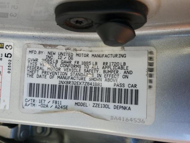 1NXBR32EX7Z841881 - 2007 TOYOTA COROLLA CE SILVER photo 12