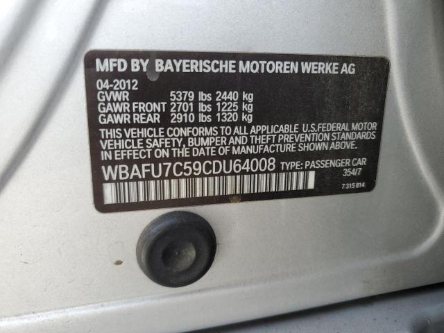 WBAFU7C59CDU64008 - 2012 BMW 535 XI SILVER photo 13