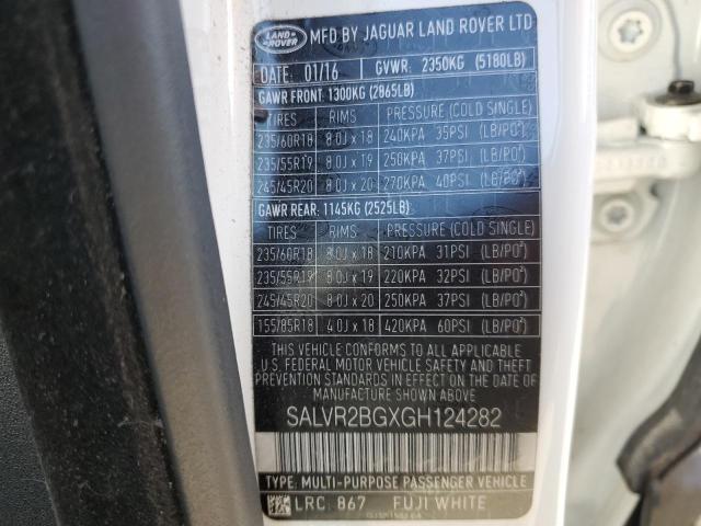 SALVR2BGXGH124282 - 2016 LAND ROVER RANGE ROVE HSE WHITE photo 12