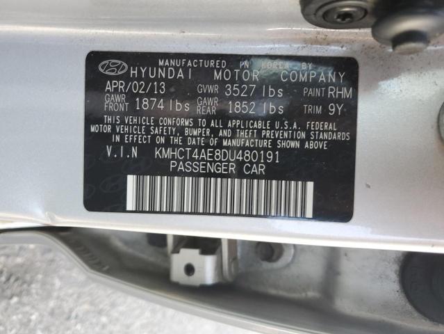 KMHCT4AE8DU480191 - 2013 HYUNDAI ACCENT GLS SILVER photo 12