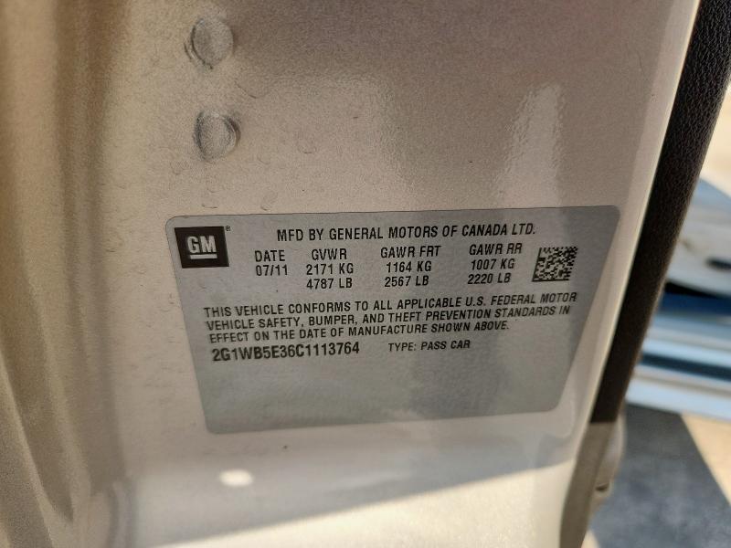 2G1WB5E36C1113764 - 2012 CHEVROLET IMPALA LT ბეჟი ფოტო 12