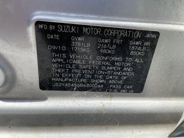 JS2YA5A56B6300266 - 2011 SUZUKI SX4 SILVER photo 10