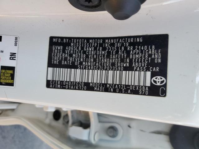 5YFS4RCE2LP023590 - 2020 TOYOTA COROLLA SE 白色 照片 12