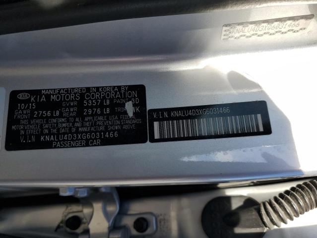 KNALU4D3XG6031466 - 2016 KIA K900 SILVER photo 12