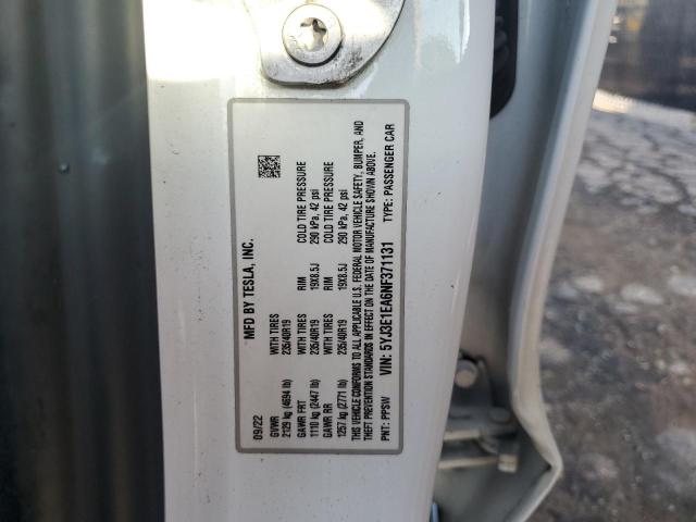 5YJ3E1EA6NF371131 - 2022 TESLA MODEL 3 თეთრი ფოტო 12