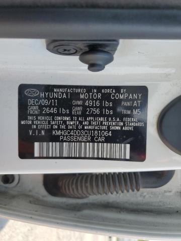 KMHGC4DD3CU181064 - 2012 HYUNDAI GENESIS 3.8L 白色 照片 12