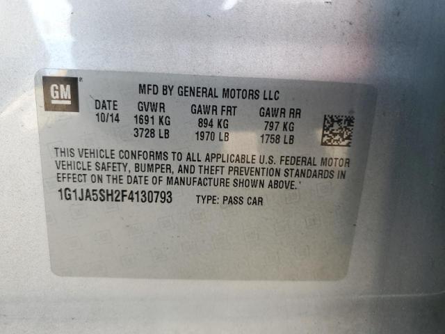 1G1JA5SH2F4130793 - 2015 CHEVROLET SONIC LS SILVER photo 13