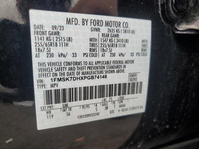 1FMSK7DHXPGB74148 - 2023 FORD EXPLORER XLT 黑色 照片 13