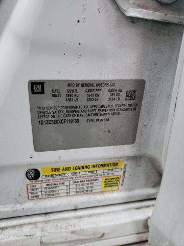 1G1ZC5E0XCF110133 - 2012 CHEVROLET MALIBU 1LT 白色 照片 12