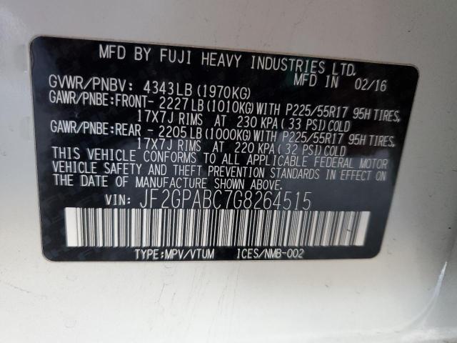 JF2GPABC7G8264515 - 2016 SUBARU CROSSTREK PREMIUM 白色 照片 12