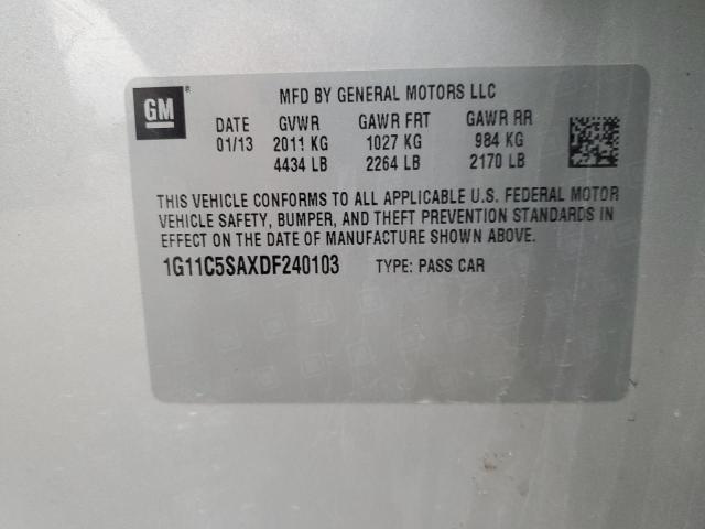 1G11C5SAXDF240103 - 2013 CHEVROLET MALIBU 1LT Күміс фото 12