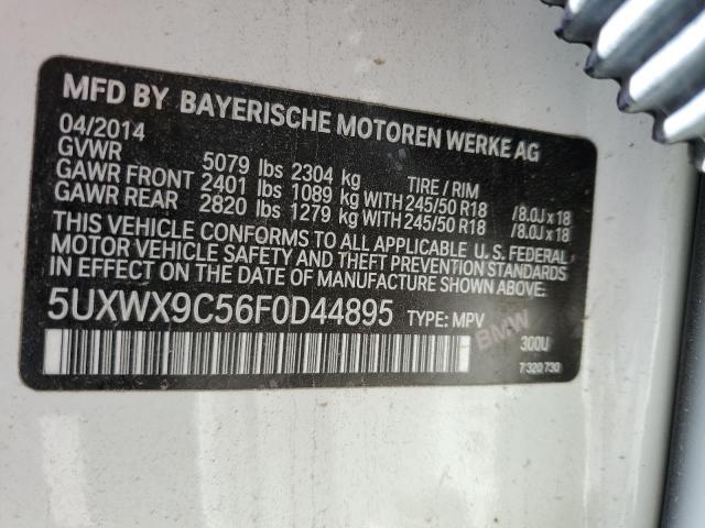 5UXWX9C56F0D44895 - 2015 BMW X3 XDRIVE28I WHITE photo 12