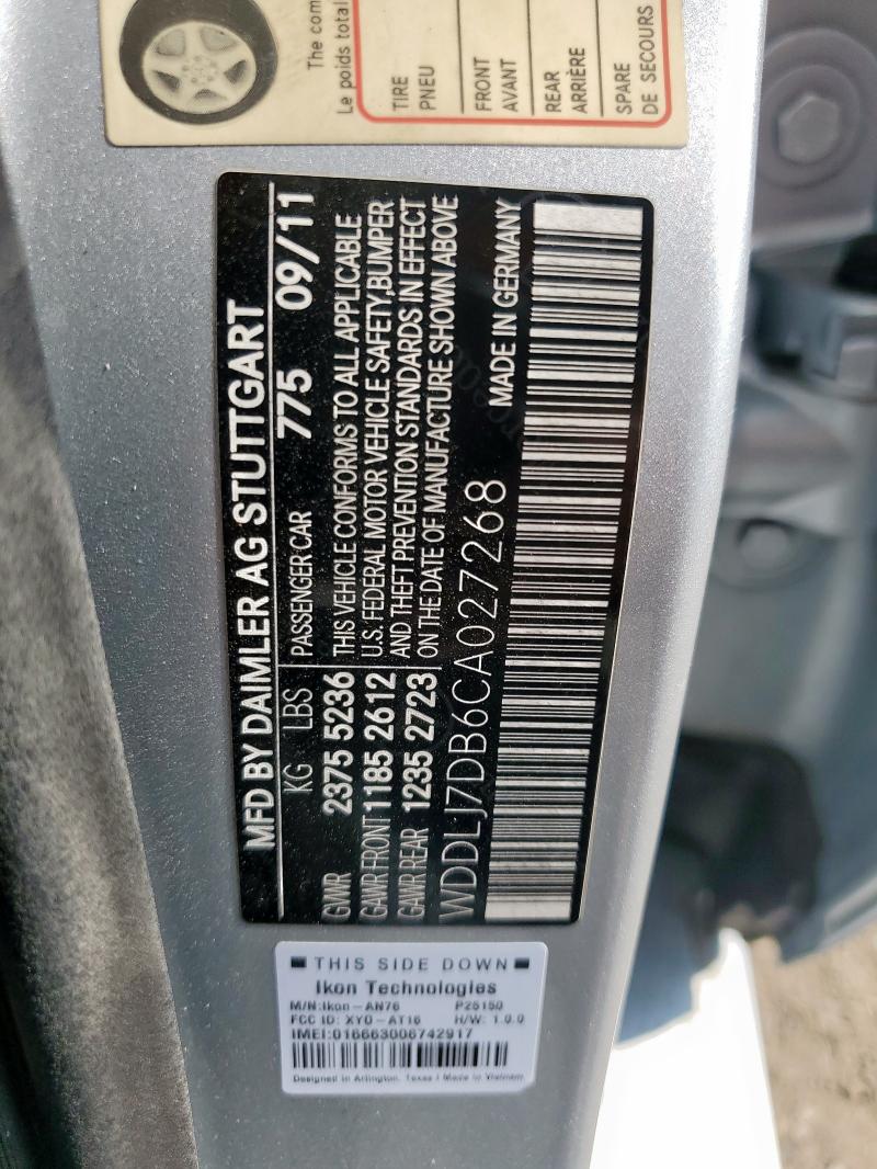 WDDLJ7DB6CA027268 - 2012 MERCEDES-BENZ CLS 550 SILVER photo 12