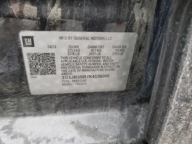 1G1JB5SB7K4136009 - 2019 CHEVROLET SONIC LS 黑色 照片 13