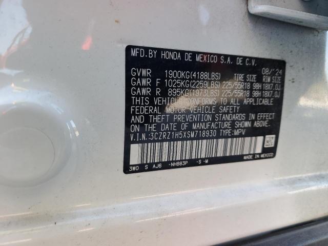 3CZRZ1H5XSM718930 - 2025 HONDA HR-V SPORT WHITE photo 13