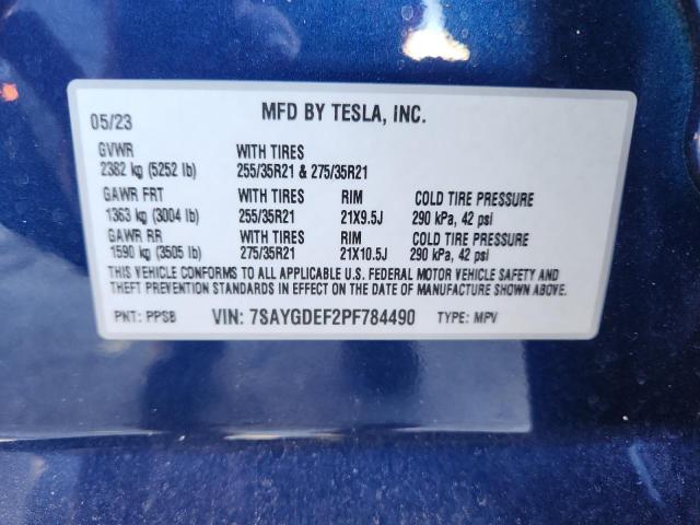 7SAYGDEF2PF784490 - 2023 TESLA MODEL Y BLUE photo 14