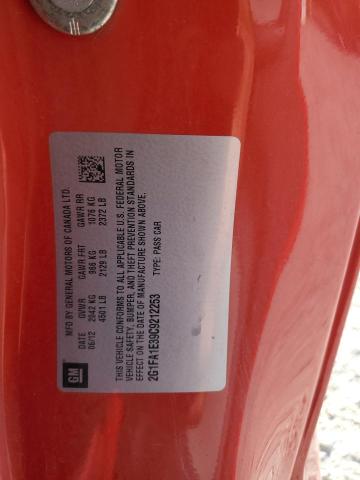 2G1FA1E39C9212253 - 2012 CHEVROLET CAMARO LS 红色 照片 12