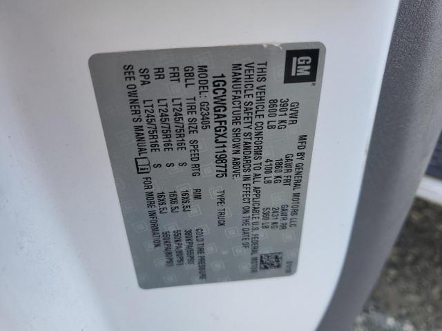 1GCWGAFGXJ1198775 - 2018 CHEVROLET EXPRESS G2 Белый фото 13