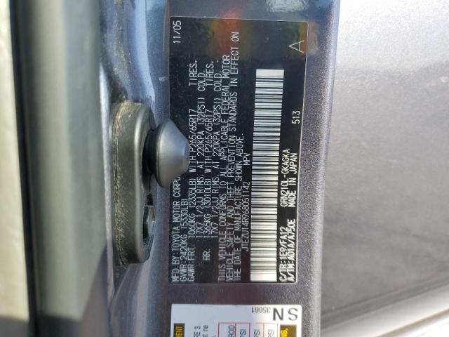 JTEZU14R968051142 - 2006 TOYOTA 4RUNNER SR5 GRAY photo 12