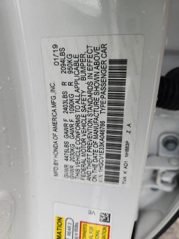 1HGCV1E33KA046766 - 2019 HONDA ACCORD SPORT Blanc photo 12