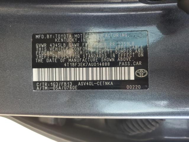 4T1BF3EK7AU014888 - 2010 TOYOTA CAMRY BASE ნაცრისფერი ფოტო 13