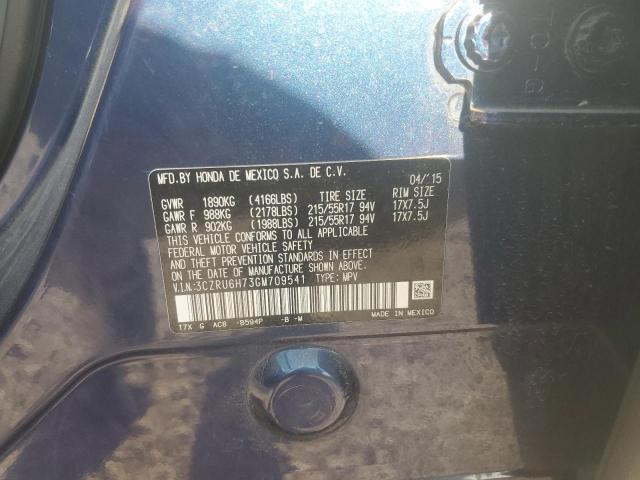 3CZRU6H73GM709541 - 2016 HONDA HR-V EXL BLUE photo 13